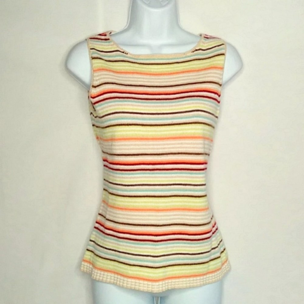 2/$24 Eddie Bauer Rainbow Striped Sweater Tank T…
